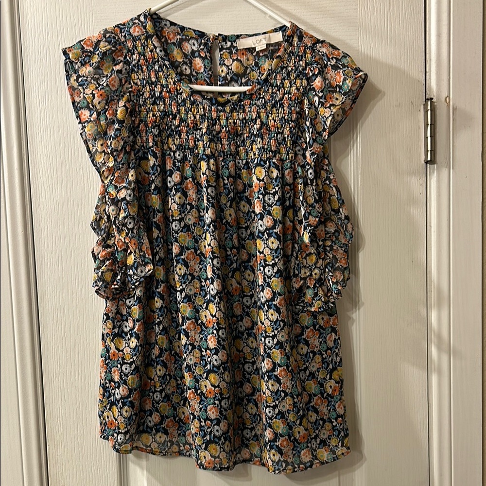 Loft Floral Smocked Women's Top-M